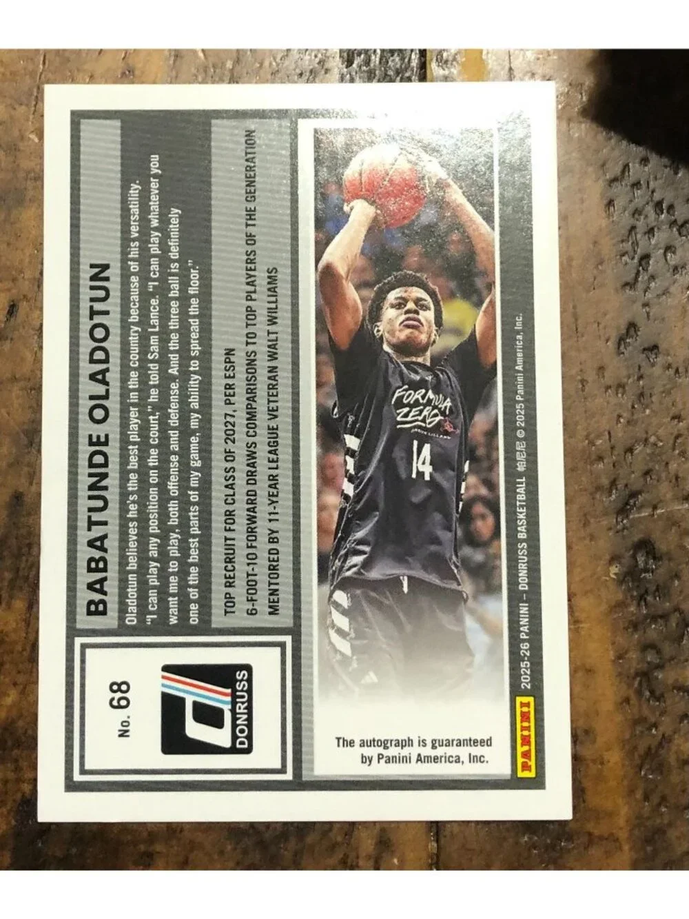 2025 Donruss Optic Babatunde Oladotun #68 Auto Orange Explosion SSP 8799